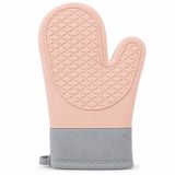 Promosyonca Premium Fırın Eldiveni, Isıya Dayanıklı Silikon, 250°C Koruma, Kaymaz Yüzeyli, Pamuk Astarlı, 28x18 cm, Tekli (Pudra Pembe)