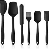 Promosyonca Silikon Mutfak Spatula Seti, 6 Parça, Siyah, Isıya Dayanıklı Yapışmaz Spatula, Çorba Kaşığı, Fırça, Dikişsiz Tek Parça Tasarım