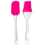Promosyonca Silikon Spatula ve Fırça Seti, 2 Parça (Pembe)