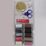 Promosyonca Temel Dikiş Seti, 10 Renkli İplik Makarası, Makas, İğne ve Mezura İçeren Mini Set