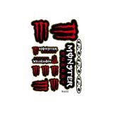 PROMOT MONSTER ENERGY TASARIMLI EKİPMAN A4 EBATI KASK GRENAJ MOTORSİKLET STİCKER SETİ 01