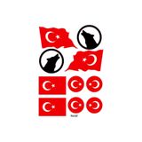 PROMOT MOTOSİKLET OTO BİSİKLET TÜRK BAYRAĞI KURT GRENAJ EKİPMAN KASK STİCKER SETİ 01