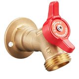 Pronese 1 Paket Sağlam Pirinç, Çeyrek Dönüşlü Sillcock Hortum Önlüğü Flanşlı Dış Mekan Bataryası, Duvara Monte Musluk 3/4" GHT × 3/4" FIP Su Girişi, 145 Derece Dirsek Durdurma Valfi Adaptörü ve Kazan