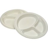Propack Üç Bölmeli Plastik Tabak 10'Lu 26 Cm (6'Li Paket)