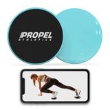PROPEL ATHLETICS | Ücretsiz Egzersiz Videosu ve Seyahat Çantası ile 2 Premium Çekirdek Kaydırıcı Seti | Sert Ağaç veya Halı için Çift Taraflı | Ab Egzersiz Ekipmanları | Kayma Diskleri | Egzersiz için Kaydırıcılar (Turkuaz)