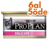 Proplan 6x85 gr Delicate Hassas Hindi Etli Kedi Konservesi