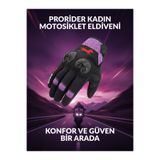 PRORIDER Yüksek Korumalı Kadın Motosiklet Eldiveni Mor Avuç İçi Slider Korumalı