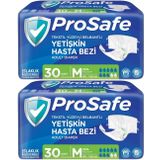 Prosafe 2 Paket 30'lu M-Orta Boy Bel Bantlı Tekstil Yüzey Yetişkin Hasta Bezi