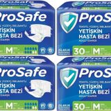 Prosafe 4 Paket 30'lu M-Orta Boy Bel Bantlı Tekstil Yüzey Yetişkin Hasta Bezi