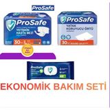 Prosafe Hasta Bakım Seti L Beden 30’lu Hasta Bezi + 30’lu Yatak Koruyucu + 48’li Vücut Tmzlm Hvls - Beyaz