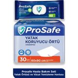 Prosafe Hasta Bakım Seti Vücut Temizleme Havlusu 48Lİ-YATAK Kruyucu Örtü 60X90 30 Lu - Beyaz - Standart