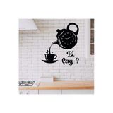 Proscreen Ahşap Mutfak Ve Cafe Duvar Saati - Bi Çay Yazılı Kafe-Saat-Bi-Cay