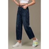 Proshine Kadın Yeşil Tint Yüksek Bel Bilek Boy Baggy Jean Kot Pantolon - Deri Kemer Hediyeli