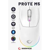 Prote M5 Bluetooth-Kablosuz-Kablolu Rgb Şarjlı 24000 Dpı 3311 Hafif Gaming Mouse Oyuncu Mouse Beyaz