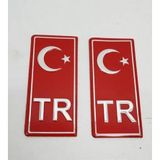 Protec Tr Plaka Sticker & Aluminyum 2'Li Ay-Yıldız Kabartma Çıkartma