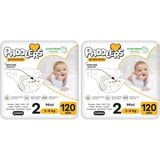 Protection Bebek Bezi 2 Numara Mini (3-6 Kg) 120 Adet – 2’li Set, Maksimum Koruma (2 Paketi) - 0 - 1 Ay