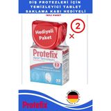 Protefix 32 Tablet Diş Protezleri Temizleyici Aromasız 2'li Paket+ Protez Saklama Ferahlatıcı ve Hayvan Dostu - yok