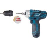 Proter Pst 222 Plus 12.0 V Şarjlı Vidalama Tornavida 2 Ah Li-on Akü ile 10 mm Mandren Özellikli
