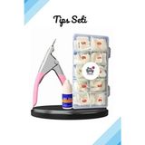 Protez Tırnak 500'LÜ Kemik Tips 3'lü Set - Tips Makası ve Yapıştırıcı ile Profesyonel Kalite - Pembe