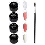 Protez Tırnak Jeli 4 Moda Renk Jel Fırçası 15ML - Çok Renkli