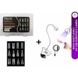 Protez Tırnak Tips Üst Form Jel Tips 12 Farklı Model, Uv LED Kurutucu Lamba Masa Sabitlemeli Set, - Standart