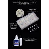 Protez Tırnak Tips ve Yapıştırıcı Seti Kemik Renk