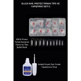 Protez Tırnak Tips ve Yapıştırıcı Seti Şeffaf