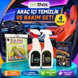 Prothos Araç Içi Temizlik ve Bakım Seti 4 Parça – Genel Temizleyici 500 Ml, Torpido Bakım Sütü, Mikrofiber Bez ve Parlatıcı Sünger