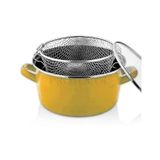 Protocol London Lüks İtalyan Emaye Fritöz Kızartma Tenceresi 22 cm 3,5 Litre - Sarı