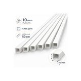 Proton 2 adet beyaz plastik kare çıta 10mm 50cm