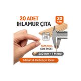 Proton 20 Adet 2x2 mm Ihlamur Çıta 1 Metre | Maket, Hobi, El İşi Ahşap Çubuk – Pürüzsüz Kesim