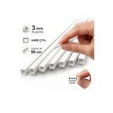 Proton 5 adet beyaz plastik kare çıta 3mm 50cm
