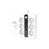 Protonust 6 Lı PRİZ 6X Soket Termal Akım Korumalı Power Tuşlu 4x USB 2x Type-C Çıkışlı 2MT Kablolu Çoklu Priz