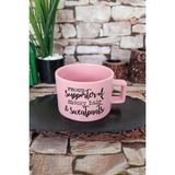 Proud Supporter: Messy Hair & Sweatpants Komik Kare Kulplu Fincan Pembe Kupa Bardak