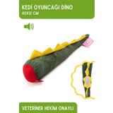 Proud Wave Dino Sesli Bol Kokulu Kedi Oyuncağı Matatabi Tozu Çıngıraklı Sakinleştirici Catnipli 40x12 Yeşil
