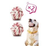proud wave Köpek Oyuncağı 2 Adet Köpek Topu Eğitim Topu Stres İpten Top 9 cm Büyük
