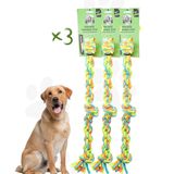 Proud Wave Köpek Oyuncağı 3lü Set Renkli Çekiştirmeli Halat Pamuk - Köpek Isırma Kemirme Oyuncağı Top Diş İpi (3 ADET, Renkli Diş İpi)