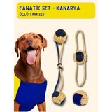 Proud Wave Köpek Oyuncağı Fanatik Üçlü Set Diş Ipi Diş Sağlığı Köpek Topu Sarı Lacivert Orta Iri Irk Diş Kaşıma ipİ - Siyah - Beyaz