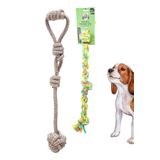 Proud Wave Köpek Oyuncağı Renkli Çekiştirmeli Halat Pamuk - Köpek Isırma Kemirme Oyuncağı Top Diş İpi (1 ADET, 2'Li Oyuncak Seti)