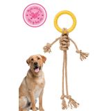 Proud Wave Köpek Oyuncağı Renkli Çekiştirmeli Halat Pamuk - Köpek Isırma Kemirme Oyuncağı Top Diş İpi (1 ADET, Kahverengi - Halat Diş İpi)
