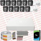 Provzen Hikvision 11 Kameralı Colorvu Hibrit Güvenlik Kamerası