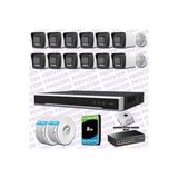 Provzen Hikvision 12 IP 4MP Hibrit ColorVu Güvenlik Kamerası Seti Olay Anında bildirim