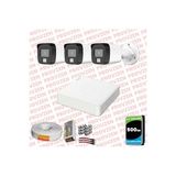 Provzen Hikvision 3 Kamera Hibrit ColorVu Full HD Güvenlik Kamera Olay Anında bildirim
