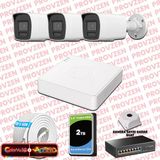 Provzen Hikvision 3 Kameralı 6Mp Ip Colorvu 3.0 Güvenlik Sistemi Aı İnsan Araç Algılama Çift Yönlü Ses Ve Işıklı Alarm