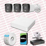 Provzen Hikvision 3 Kameralı IP Full HD Renkli Güvenlik Kamerası Mikrofonlu