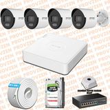 Provzen Hikvision 4 IP Kamera 7/24 Renkli Mikrofonlu Güvenlik Kamerası Olay Anında bildirim
