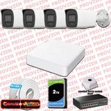 Provzen Hikvision 4 Kameralı 6Mp Ip Colorvu 3.0 Güvenlik Sistemi Aı İnsan Araç Algılama Çift Yönlü Ses Ve Işıklı Alarm