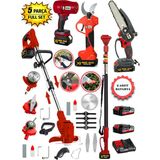 Prowackers Pro Red W-770 5 Li Bahçe Seti Teleskop+Makas 17 Cm Testere Hava Üfleme Çim Biçme +2 Akülü