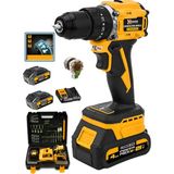 Prowackers W-2050 Darbeli Kömürsüz Motor Samsung Pilli 2 Akülü Vidalama Matkap + 84 Parça Aksesuar Set