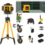 Prowackers Yatay ve Dikey 12 Köşe 360 Derece Artı Lazer Terazi + Tripod Ayak Kumandalı Mıknatıslı Yeşil Çizgi